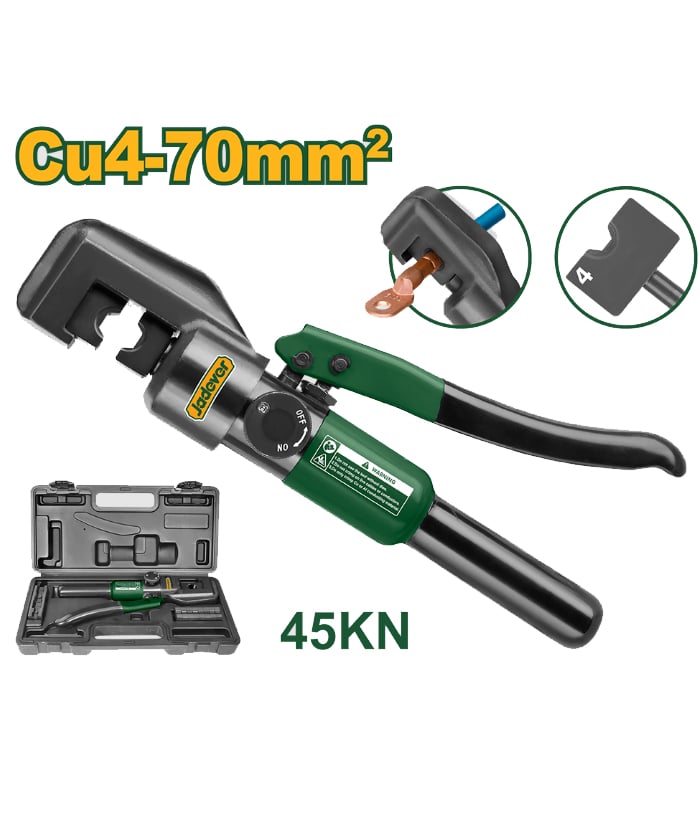 Pinza Crimpeadora Pela Cable Hidráulica 4-70mm 45Kn Jadever Amarillo/Verde JDHT1D70