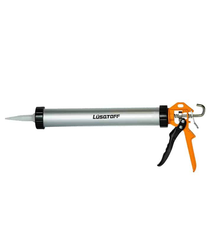 Pistola de Aluminio Aplicadora Cartucho Sellador Silicona Silicona Salchicha 15" Lusqtoff Naranja/Negro L7174