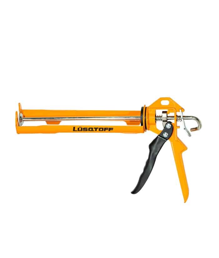 Pistola Aplicadora Reforzada Cartucho Sellador Silicona 230mm 9" Lusqtoff Naranja/Negro L7170