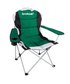 Sillón Plegable Acolchado Director Con Apoya Brazos y Vasos Respaldo Alto Color Verde Broksol SILL-15AV