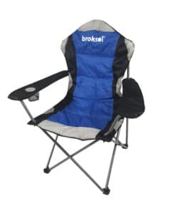 Sillón Plegable Acolchado Director Con Apoya Brazos y Vasos Respaldo Alto Azul Broksol SILL-15AZ