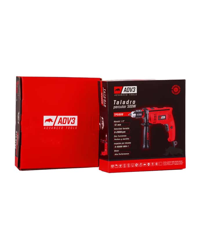 Taladro Percutor Eléctrico 500W 13mm ADV3 Negro/Rojo TP5000 - Imagen 3