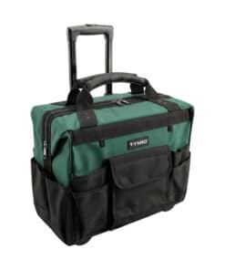 Bolso Carro Porta Herramientas 18" Con Ruedas Base Reforzada Manija Retráctil Rynno Verde/Negro RY-B500