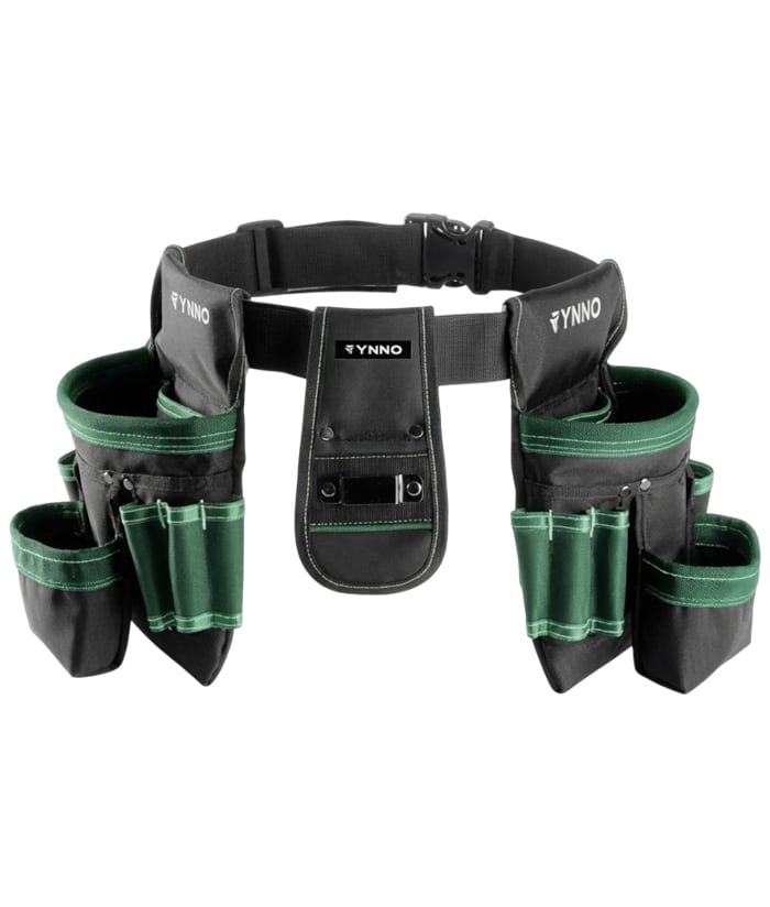 Bolso Cartuchera Doble Con Cinturón Porta Herramientas Rynno Verde/Negro RY-C400