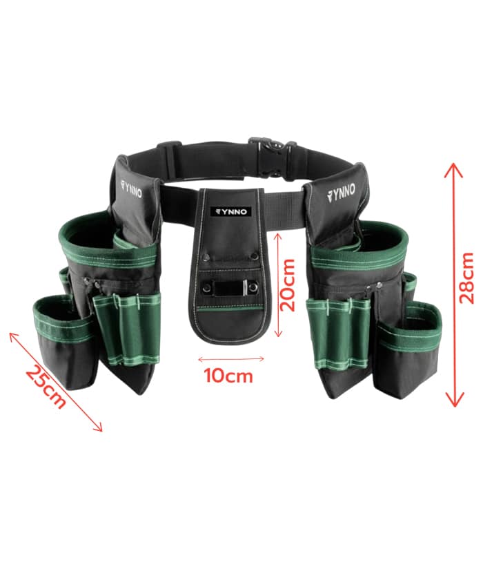 Bolso Cartuchera Doble Con Cinturón Porta Herramientas Rynno Verde/Negro RY-C400 - Imagen 3