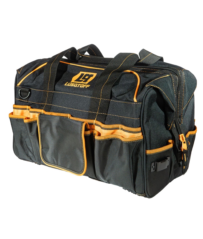 Bolso Porta Herramientas Reforzado Profesional 18" Hasta 30kg Lusqtoff Naranja/Negro L8006