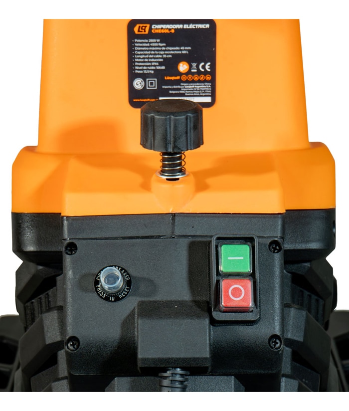 Chipeadora Eléctrica 12V Motor de Inducción 2500W 60lts Con Ruedas Lusqtoff Naranja/Negro CHE60L-8 - Imagen 5