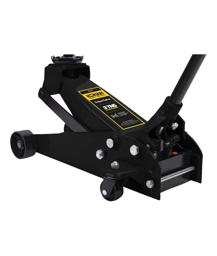 Crique Gato Hidráulico Carro Carrito Corto Extra Chato 3 TON Konan Negro/Amarillo TKCC/3C