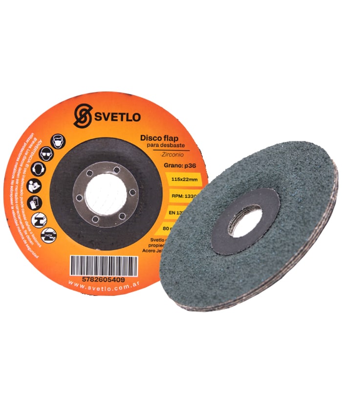 Disco Flap Desbaste Zirconio Para Amoladora 115mm Grano #P36 3 Capas Svetlo DFDST115-22-36