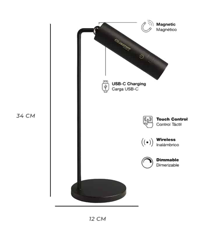 Lámpara Linterna Luminaria Luz LED 3W Magnética 3 en 1 Negra Lusqtoff Electric LQE-VEL-CN - Imagen 2