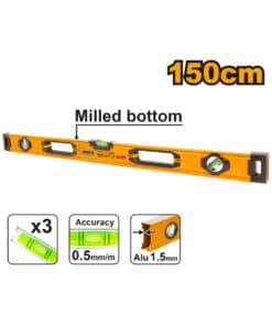 Nivel de Aluminio Burbuja 1500mm Doble Fresado Ingco Naranja/Amarillo HSL08150