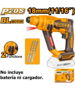 Rotomartillo a Batería Inalámbrico 20V SDS-Plus 1.8 Joules Brushless Motor Ingco Naranja/Amarillo CRHLI20188