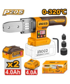 Termofusora a Batería Inalámbrica 20V 320ºC + 2 Baterías 4.0Ah Amper + Cargador + Accesorios Ingco Naranja/Amarillo PTWTLI20182-4 NOVEDAD!