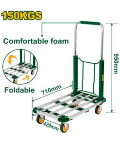Zorra Carro Transportador de Carga Plegable 150kg Multifunción Jadever Amarillo/Verde JDWB9A15