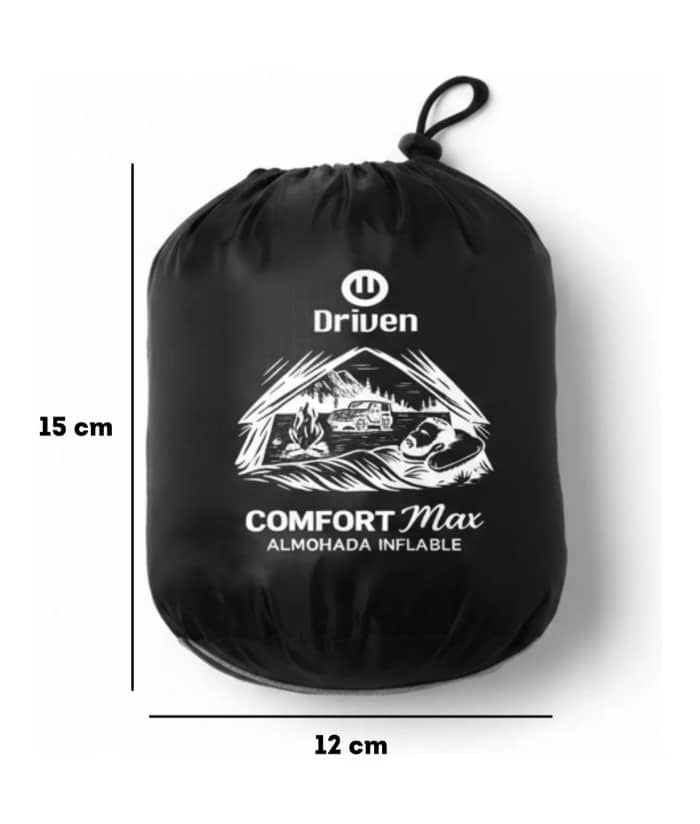 Almohada Inflable Comfort Máximo Color Gris Liso Para Viaje Camping Driven ID-0100 - Imagen 3