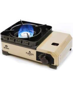 Anafe Cocina Portátil Tracker 1 Hornalla a Gas Flamante 3200W Doble Paraviento Para Camping Color Beige Driven DC-10222/B