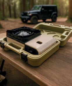 Alternative view of Anafe Cocina Portátil Tracker 1 Hornalla a Gas Flamante 3200W Doble Paraviento Para Camping Color Beige Driven DC-10222/B