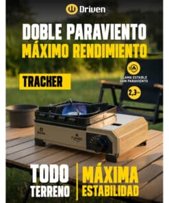 Alternative view of Anafe Cocina Portátil Tracker 1 Hornalla a Gas Flamante 3200W Doble Paraviento Para Camping Color Verde Driven DC-10222/V