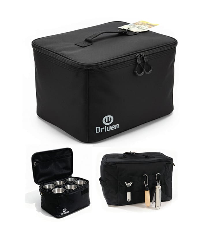 Bolso Organizador Multiuso Impermeable Con Separadores Para Vasos Camping Color Negro Driven MD-0260/N