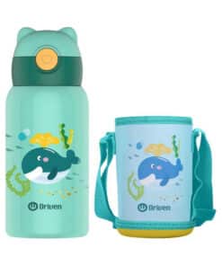 Botella Térmica Infantil Kids Acero Inoxidable 500ml Con Correa Ajustable Color Verde Agua Driven TD-1530/V