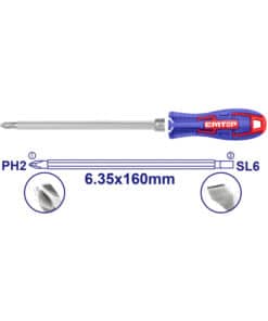 Destornillador Doble Punta 2 en1 Phillips Plano 160mm Emtop ESDRH0202