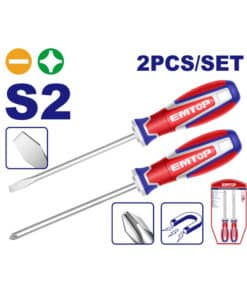 Juego Set Kit Destornilladores Imantados Planos y Phillips x 2 Emtop ESST0221