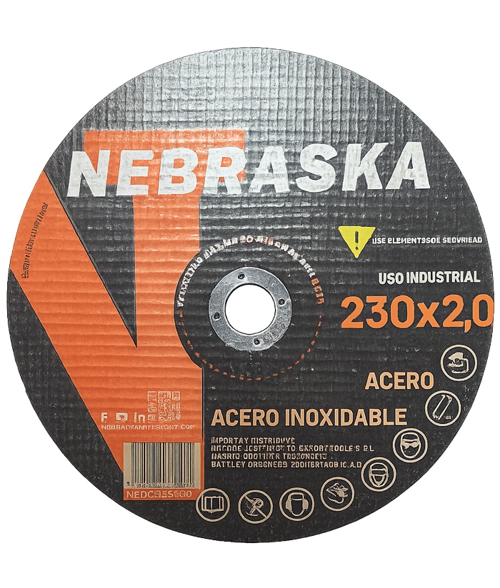 Disco Abrasivo de Corte Para Metal 230 x 2mm Nebraska NEDCR2302025