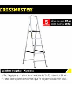 Alternative view of Escalera De Aluminio Plegable 5 Escalones 1.62 Metros 120 KG Metálica Crossmaster 9931158