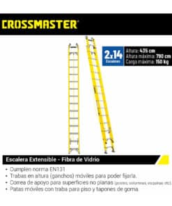 Alternative view of Escalera De Fibra De Vidrio Extensible 2 × 14 28 Escalones Crossmaster 9931198