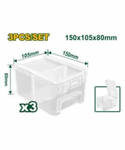 Juego Set Kit 3 Contenedores Bandejas Plásticos Transparentes 150 x 105 x 80mm Verde Jadever JDTB8333
