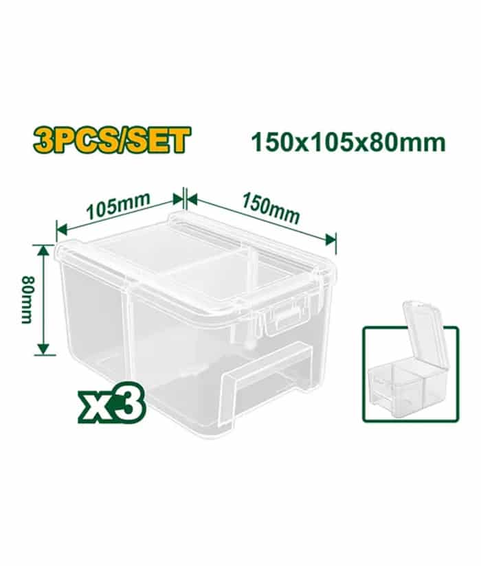 Juego Set Kit 3 Contenedores Bandejas Plásticos Transparentes 150 x 105 x 80mm Verde Jadever JDTB8333
