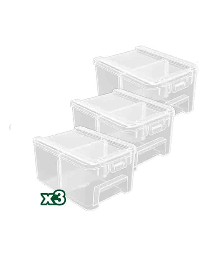 Juego Set Kit 3 Contenedores Bandejas Plásticos Transparentes 150 x 105 x 80mm Verde Jadever JDTB8333 - Imagen 2