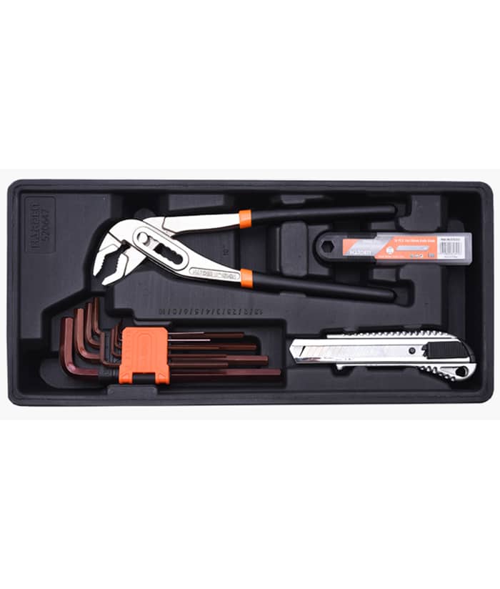Bandeja Juego Set Kit Alicate 10" + Llaves Hexagonales + Cutter y Hojas x 21pzs Harden 520647