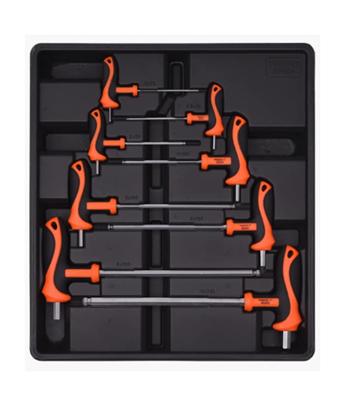 Bandeja Juego Set Kit Llaves Allen T Punta Bola x 8pzs Harden 520656