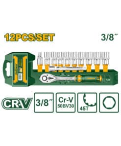 Juego Set Kit de Tubos Bocallaves Con Llave Crique 3/8" x 12pzs Jadever JDST3212