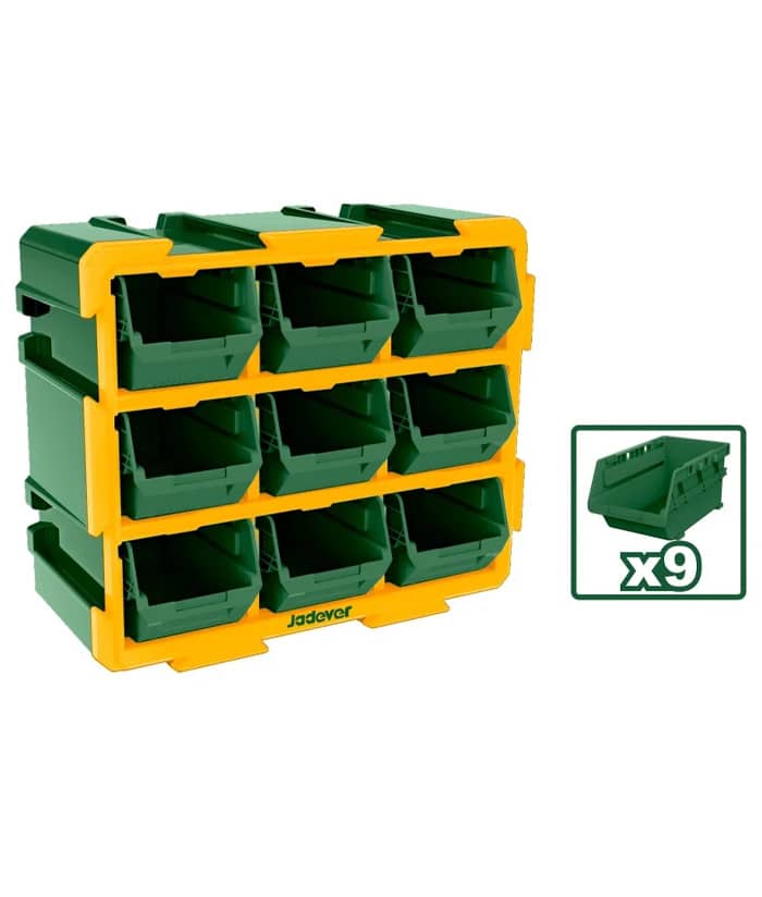 Organizador Modular Pack 9 Contenedores Bandejas Jadever Verde Amarillo JDTB8330 - Imagen 3