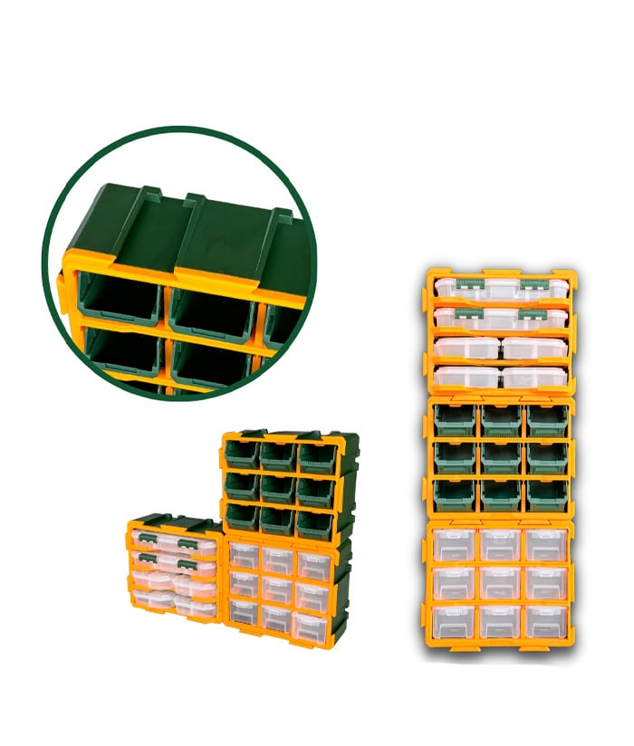 Organizador Modular Pack 9 Contenedores Bandejas Jadever Verde Amarillo JDTB8330 - Imagen 2