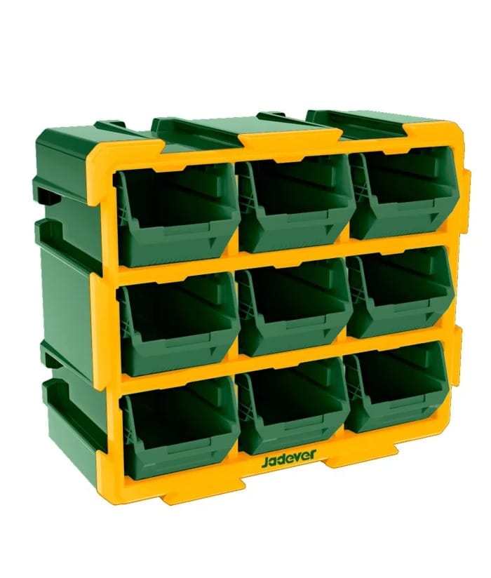 Organizador Modular Pack 9 Contenedores Bandejas Jadever Verde Amarillo JDTB8330