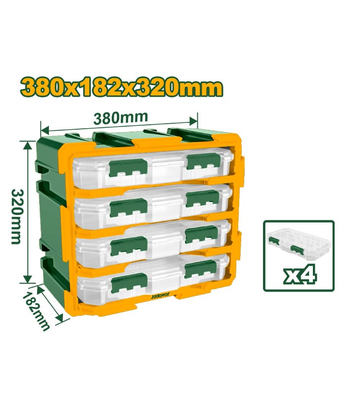 Organizador Modular Pack 4 Contenedores Organizadores Jadever Verde Amarillo JDTB8344