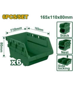 Juego Set Kit 6 Gavetas Bandejas Apilables 165 x 110 x 80mm Verde Jadever JDTB8336