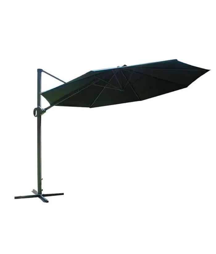 Sombrilla Negra Con Pie UV Exterior Regulable 3 metros Lusqtoff Regulable Color Negro LQ50-04N