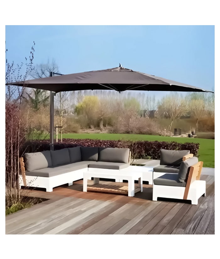 Sombrilla Negra Con Pie UV Exterior Regulable 3 metros Lusqtoff Regulable Color Negro LQ50-04N - Imagen 2