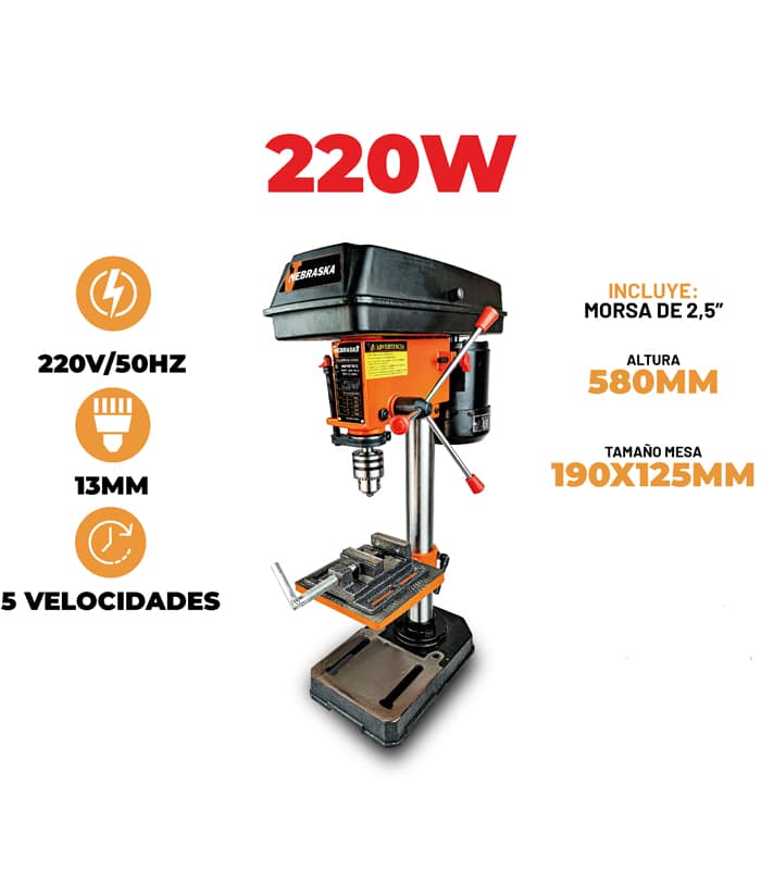 Taladro de Banco 13mm 220W Con Morsa de 2.5" Nebraska NEMETB13 - Imagen 3