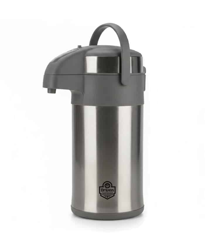 Botella Térmica Termo Travel Acero Inoxidable Botón Cebador Push Flow 4lts Color Plateado Driven TD-2850/AC