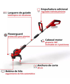 Alternative view of Bordeadora a Batería Inalámbrica Telescópica 18V 280mm Cabezal Giratorio 180º 3 Niveles Motor Brushless Einhell GE-CT 18/28 Li-Solo