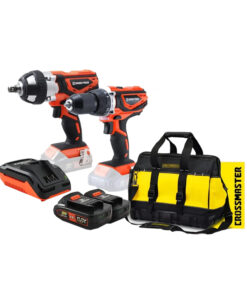 Combo 2 en 1 Taladro Percutor a Baterías 18V 40Nm + Llave de Impacto a Batería 18V Encastre 1/2" + 2 Baterías 2.0Ah Amper + Cargador + Bolso Crossmaster Porta Herramienta Base Plástica Rígida Dowen Pagio 01064