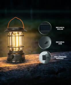 Alternative view of Linterna Lámpara Farol Luz LED Solar Recargable 600 Lúmenes Iluminación 360º Para Camping Aire Libre Lusqtoff Naranja/Negro LOD036