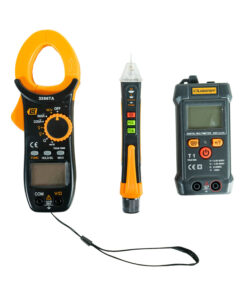Juego Set Kit 3 en 1 Detector de Voltaje Inductivo Buscapolo Por Inducción 12-1000V + Pinza Amperimétrica CA 500A Amper + Tester Multímetro Digital 600V Lusqtoff TDPL3-8