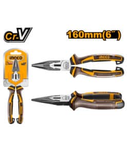 Pinza Alicate Punta Larga Fina 6" Ingco Naranja/Amarillo HLNP28168