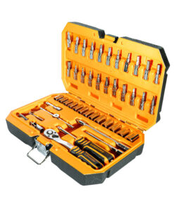 Juego Set Kit Tubos Bocallaves y Accesorios Con Llave Crique 1/4" x 46pzs Lusqtoff Naranja/Negro Lusqtoff L5700
